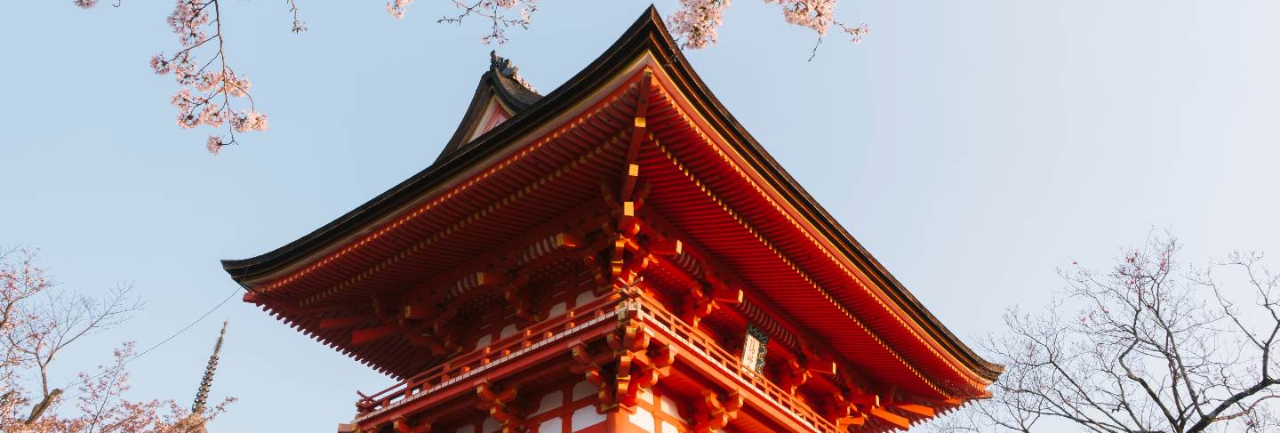 Kiyomizu-dera temple and sakura in japan
