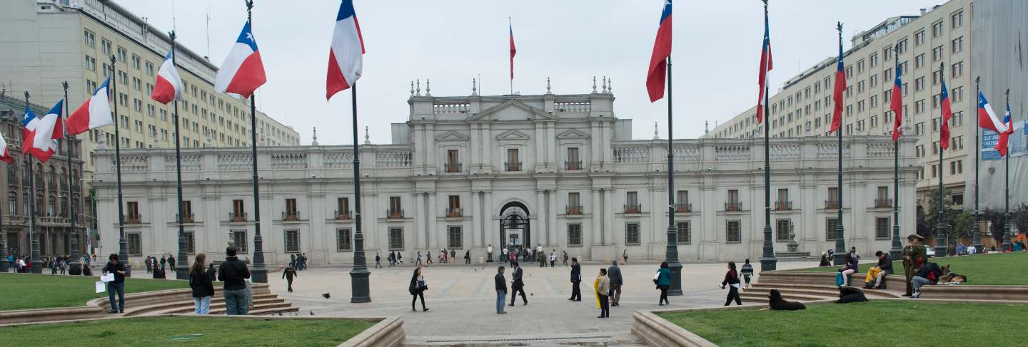 Facade of the la moneda palace, santiago, santiago metropolitan region, chile
