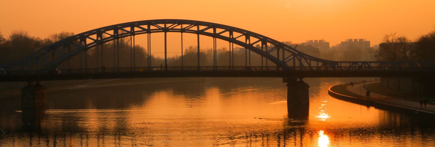 Steel bridge over a river
