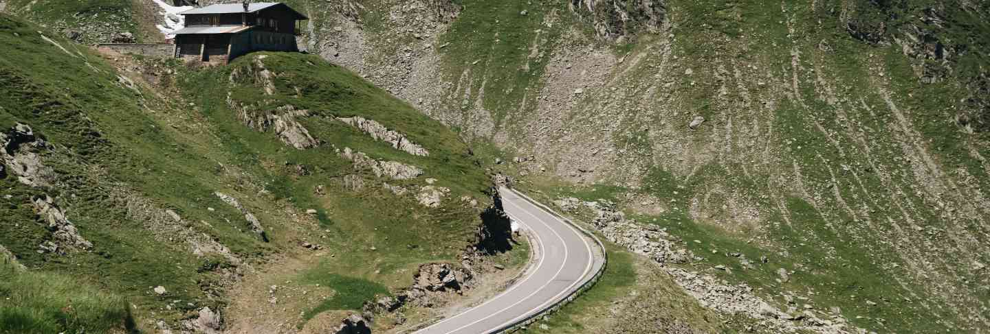 Scenic view of the winding transfagaras mountain road in the transylvanian alps

