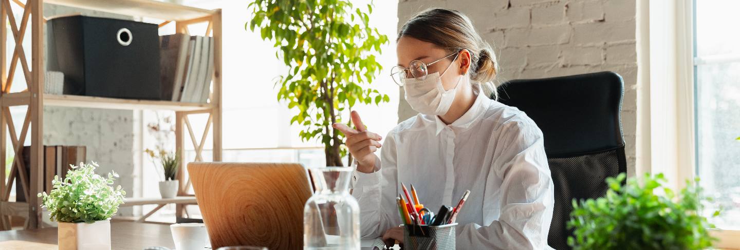 Woman working from home during coronavirus or covid-19 quarantine
