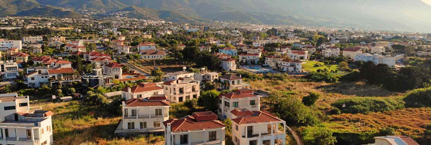 Great aerial view on cyprus. aerial view from drone. summertime vacation, happy life. mountains and sea
