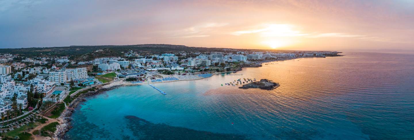 Protaras city at sunset in cyprus
